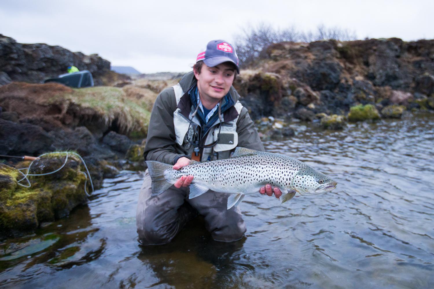 Tom with his first fish on the IOn Beats, 8lbs